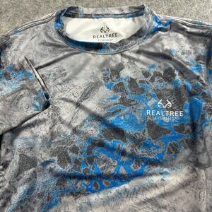 Realtree Fishing Long Sleeve Shirt Mens Medium Gray Blue Camo Performance Tee